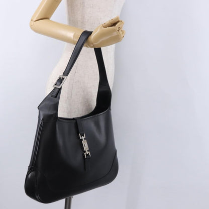 Gucci Jackie O Bouvier Hobo Leather, Black, Leather, Shoulder Bag