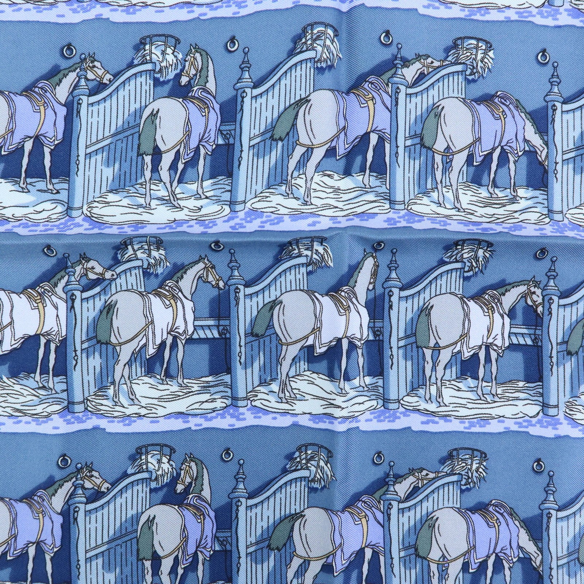 Hermes Carré 42 Silk, Blue, Silk, Scarf