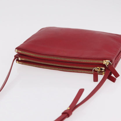 Celine Trio Leather, Red, Leather, Crossbody Bag