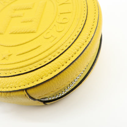 Fendi Vintage FF Round Embossed Leather, Yellow, Leather, Crossbody Bag