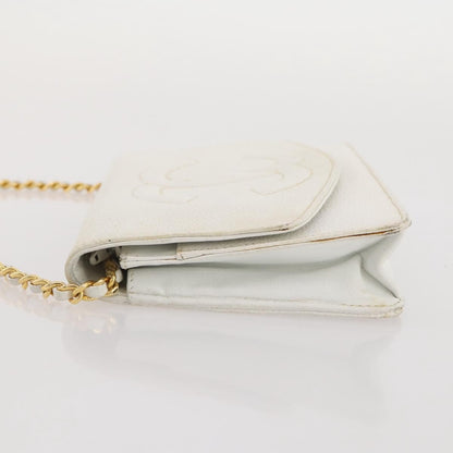 Chanel Vintage Timeless Wallet on Chain Caviar, White, Leather, Crossbody Bag