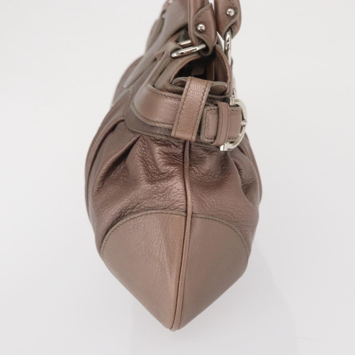 Salvatore Ferragamo Gancini Leather, Beige, Leather, Handbag