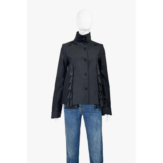 Patrizia Pepe Wool Jacket With Ruffle Embellishment