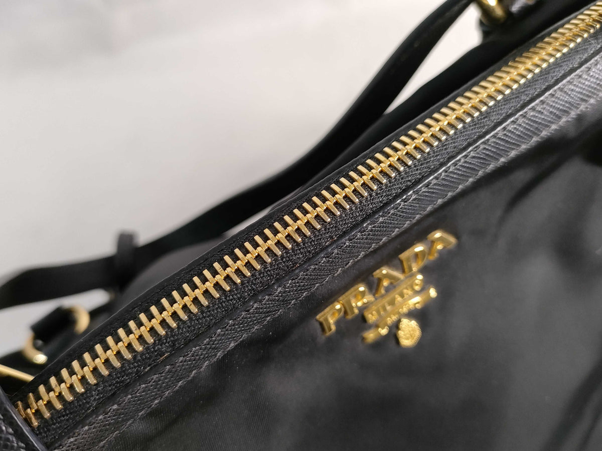 Prada cabas tessuto Nylon, Black, Nylon, Handbag