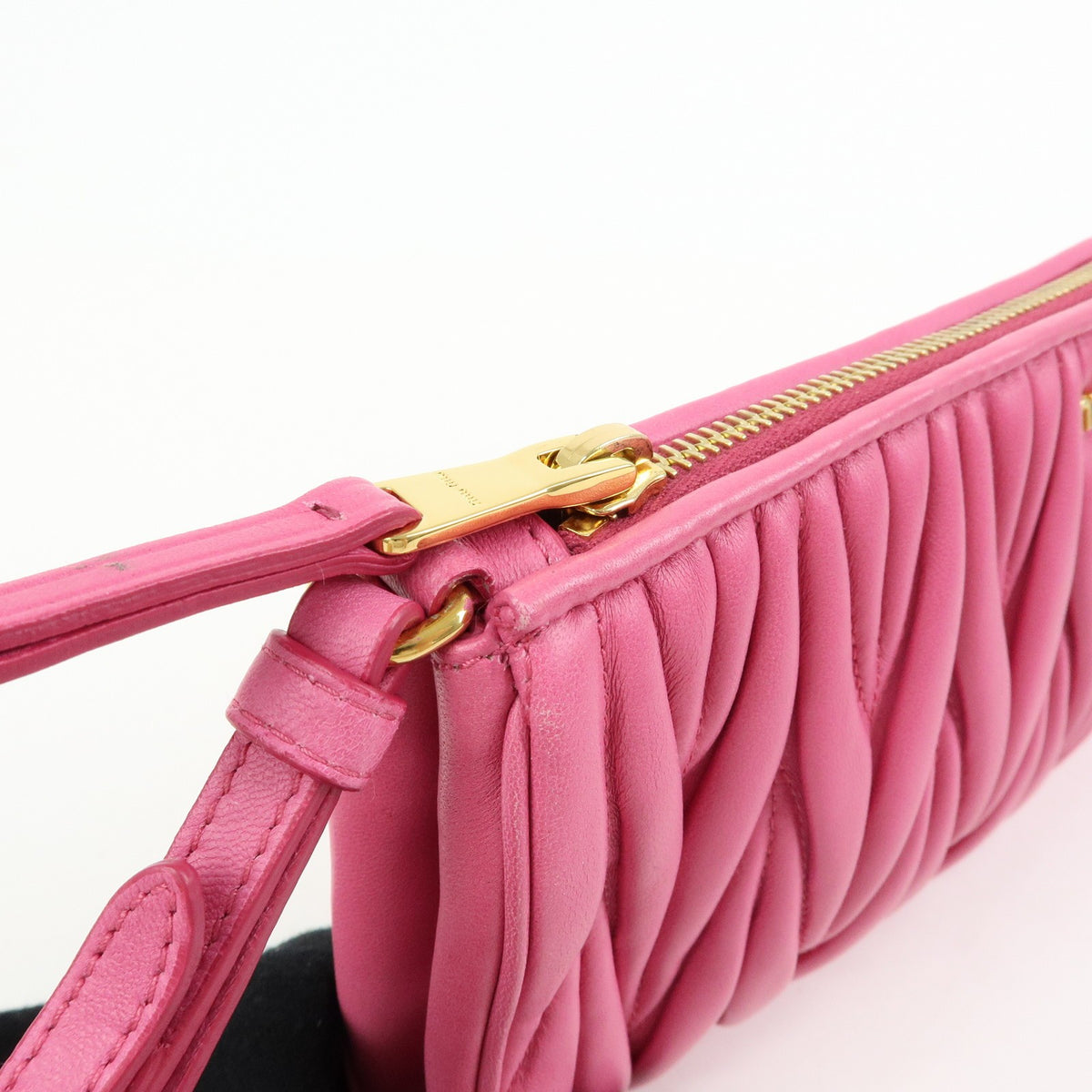 Miu Miu Zip Wristlet Matelasse Leather, Pink, Leather, Clutch