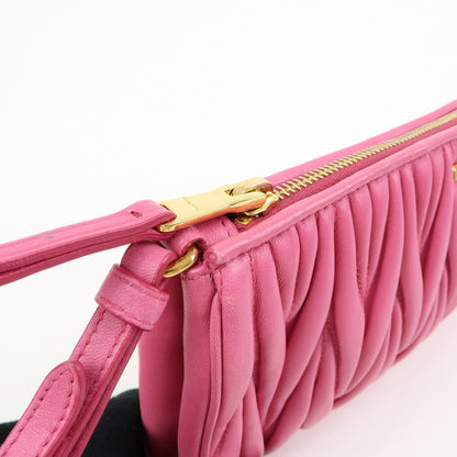 Miu Miu Zip Wristlet Matelasse Leather, Pink, Leather, Clutch