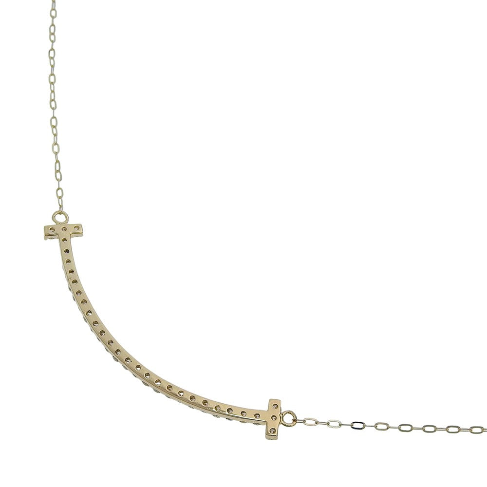 Tiffany & Co. T Smile Pendant 18K Yellow Gold with Diamonds, Gold, Yellow Gold, Necklace