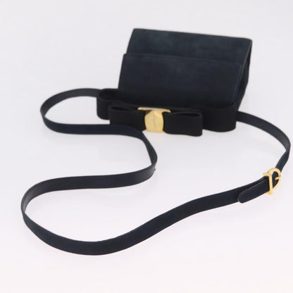 Salvatore Ferragamo Vala Suede, Navy, Suede, Shoulder Bag