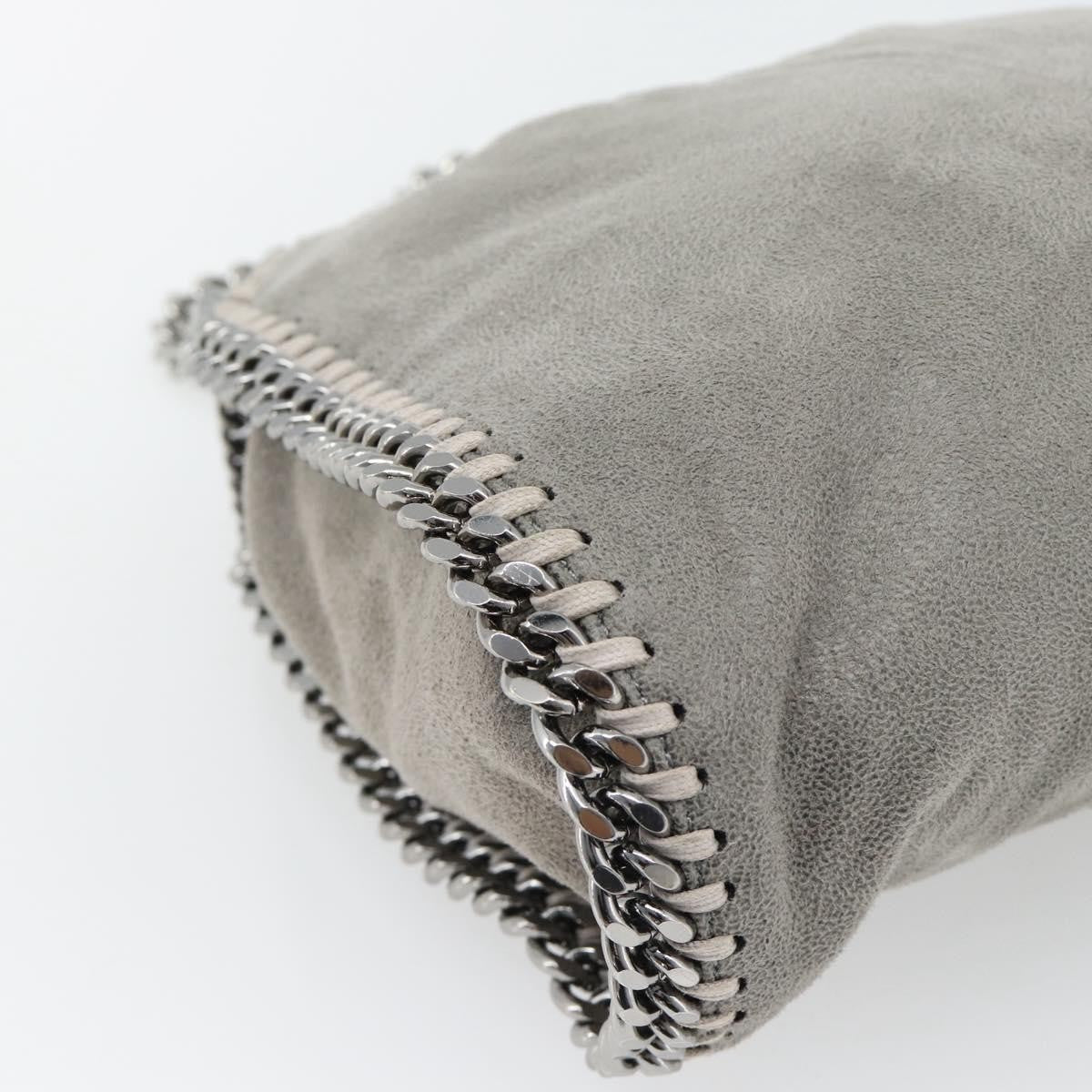 Stella McCartney Falabella Fold Over Shaggy Deer, Gray, Polyester, Shoulder Bag