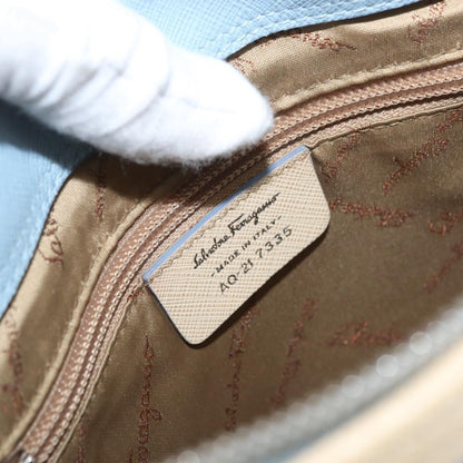 Salvatore Ferragamo Gancini Leather, Blue, Leather, Shoulder Bag