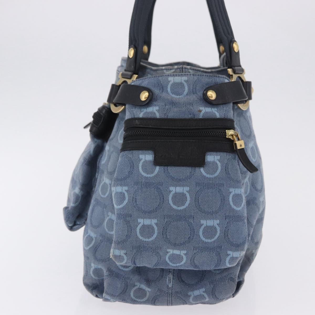 Salvatore Ferragamo Gancini Canvas, Navy, Canvas, Crossbody Bag