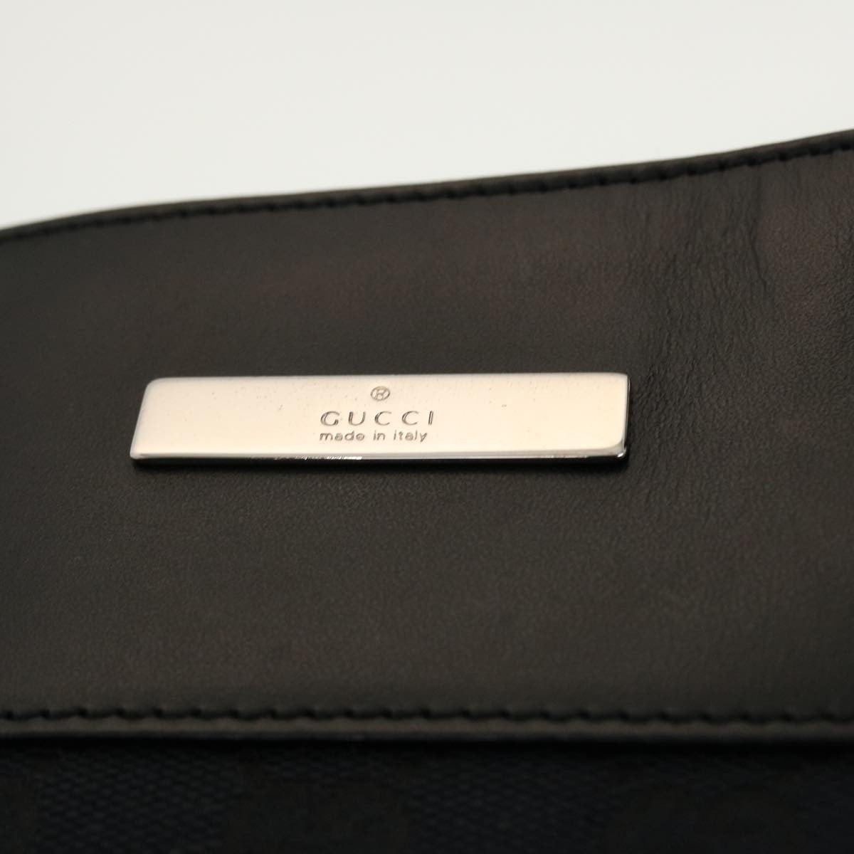 Gucci Vintage Flat Messenger GG Canvas and Leather, Black, Canvas, Handbag