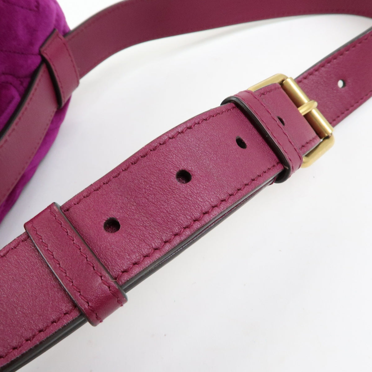 Gucci GG Marmont Belt Matelasse Velvet, Purple, Velvet, Handbag