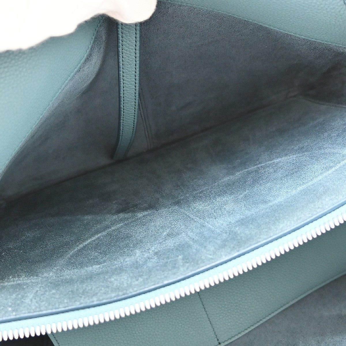 Celine Tri-Fold Grained Calfskin, Blue, Leather, Shoulder Bag
