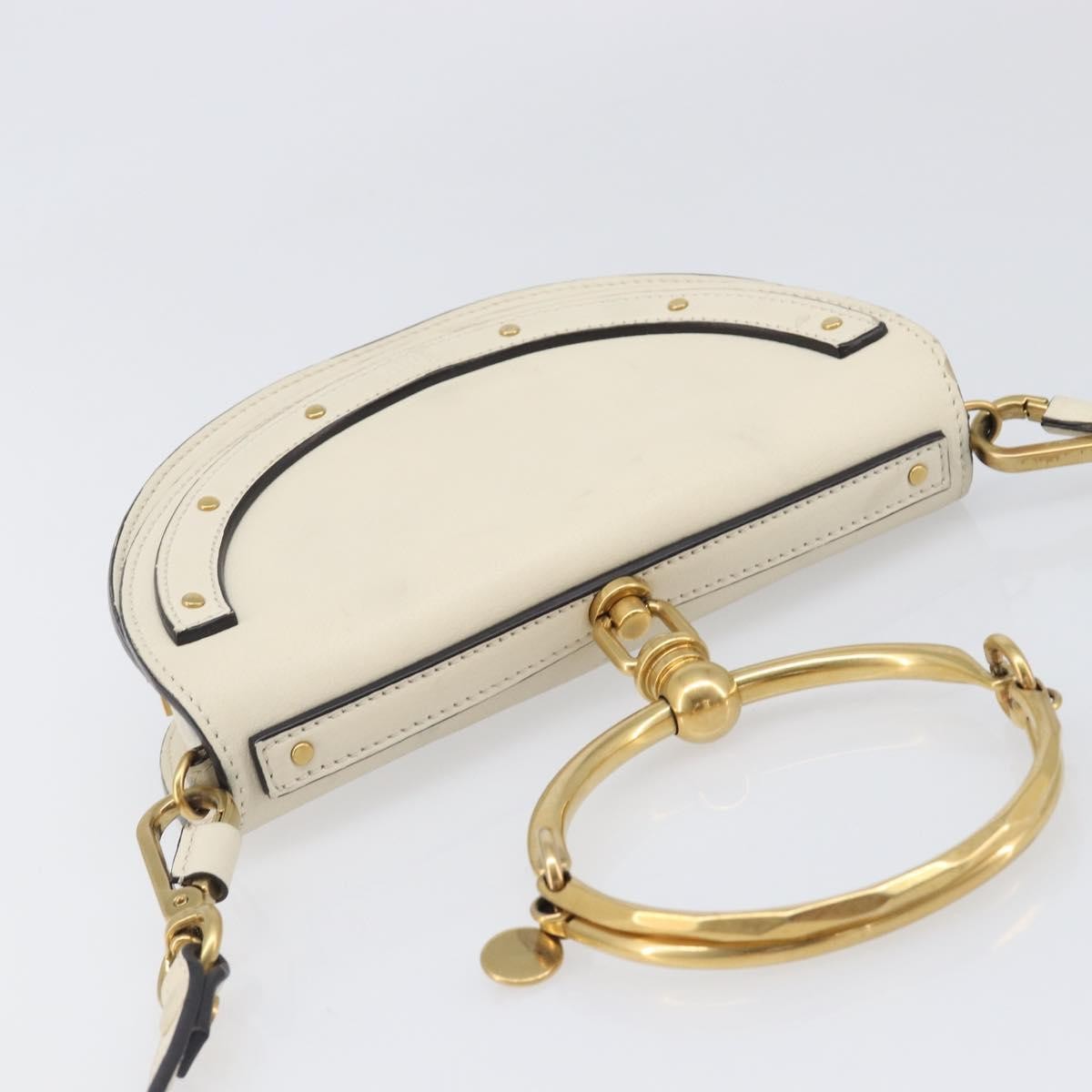 Chloe Nile Minaudière Leather, White, Leather, Handbag