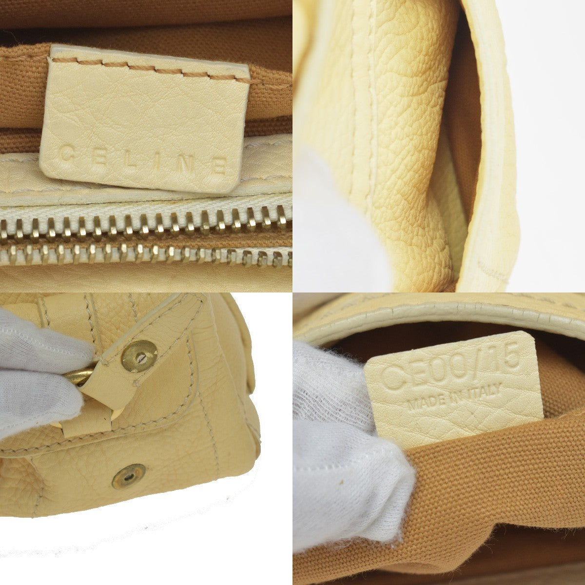 Celine Boogie Satchel Leather, Yellow, Leather, Handbag