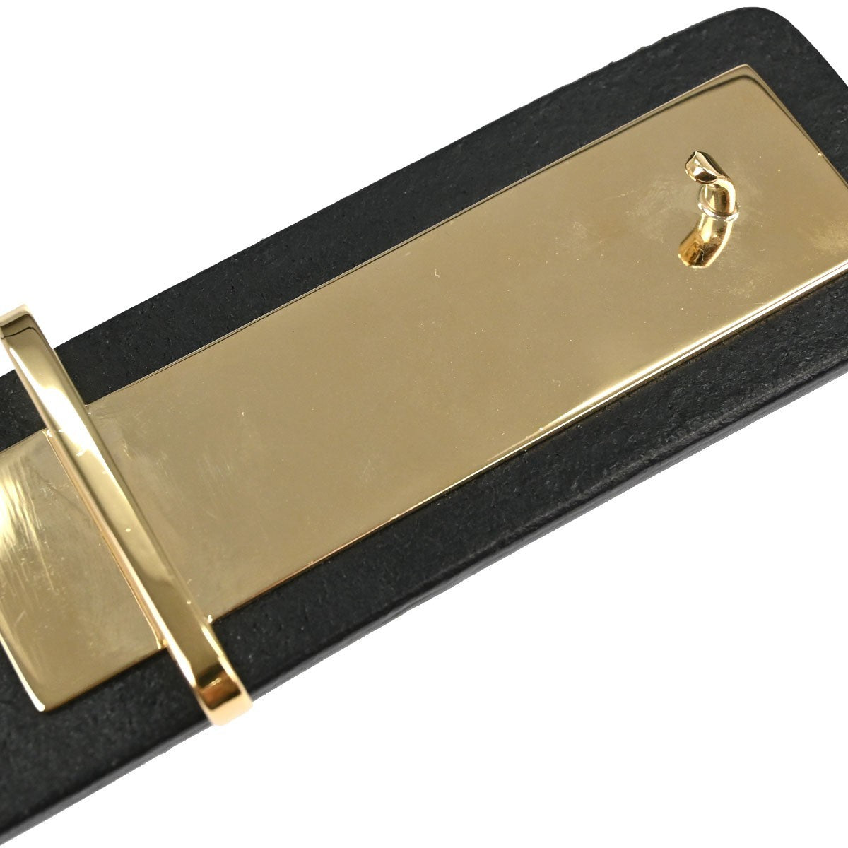 Chanel Plaque Buckle Belt Leather, Black, Leather, Belt