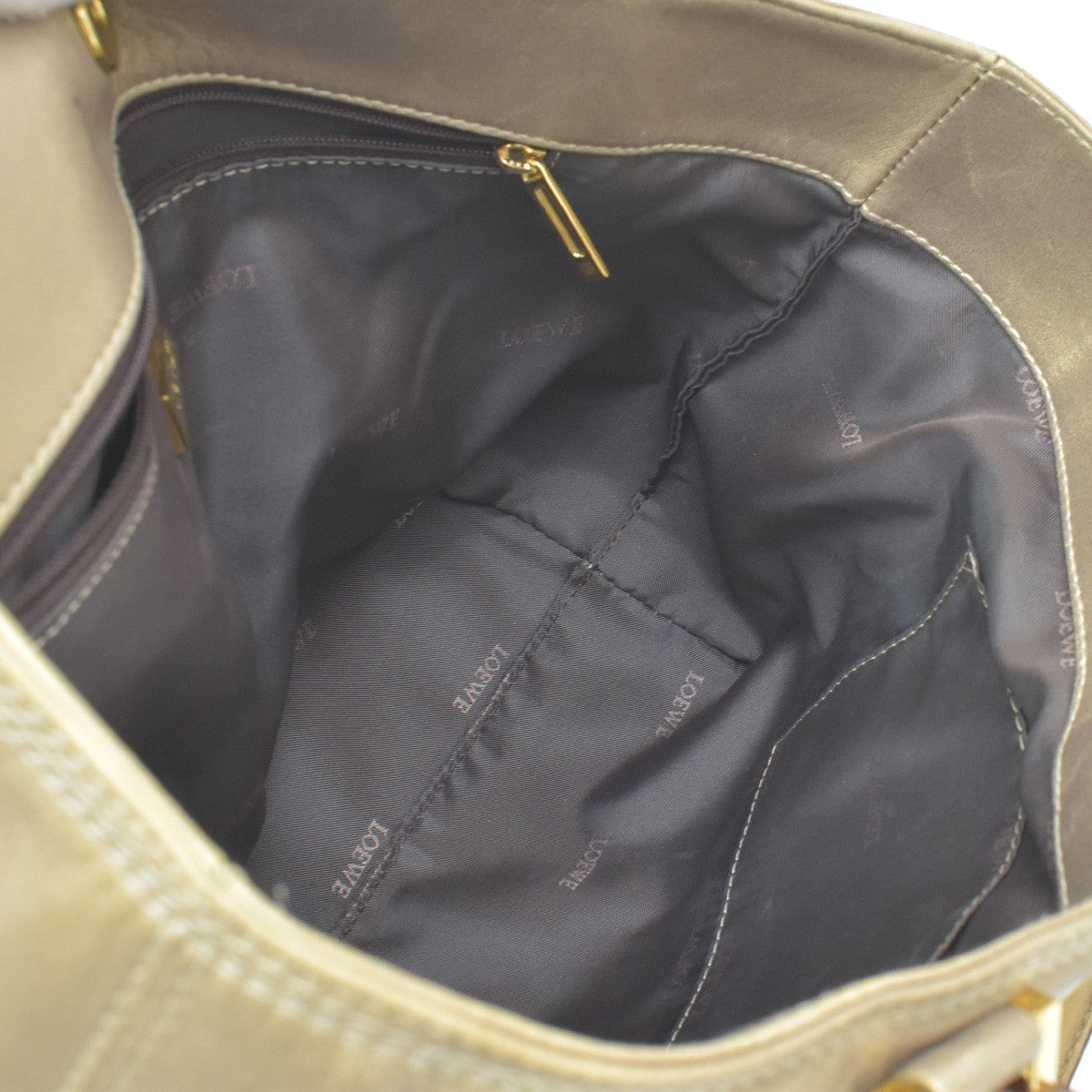Loewe Anagram Leather, Gold, Leather, Tote Bag