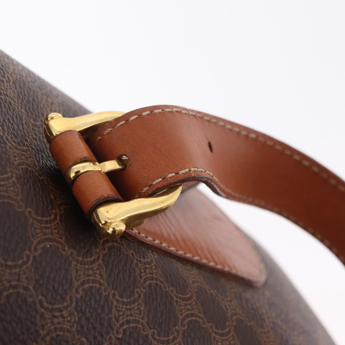 Celine Vintage Macadam Shopper Coated Canvas, Brown, Canvas, Tote Bag