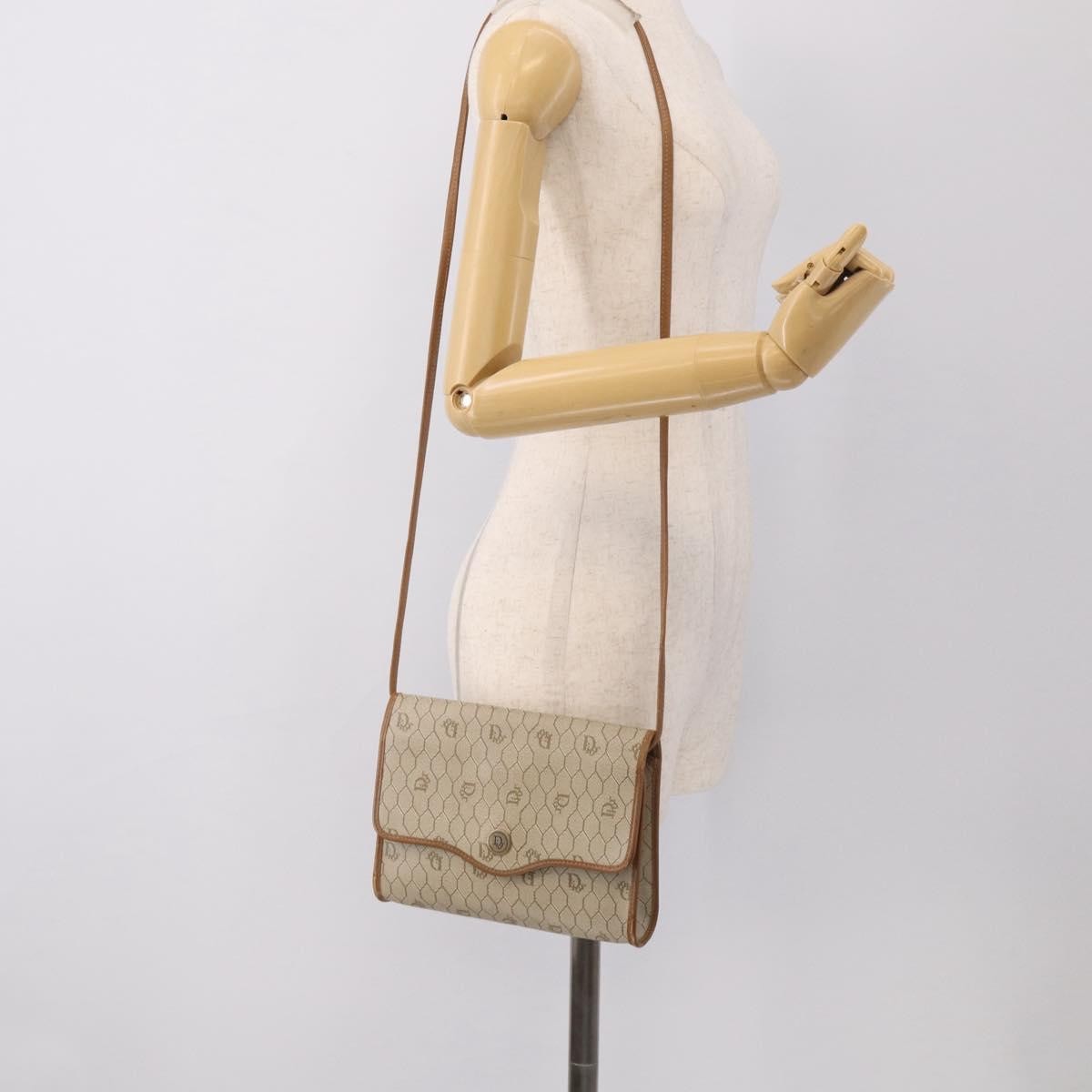 Christian Dior Vintage Honeycomb Canvas, Beige, Canvas, Shoulder Bag