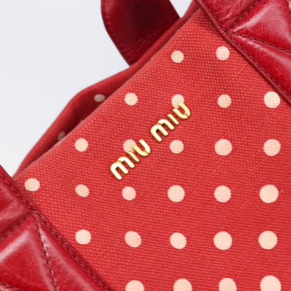 Miu Miu Beau Top Handle Leather, Red, Canvas, Handbag