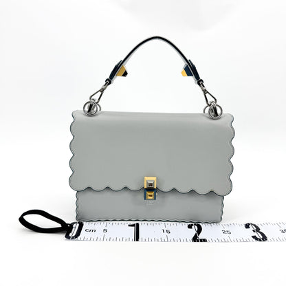 Fendi Kan I Leather, Gray, Leather, Handbag