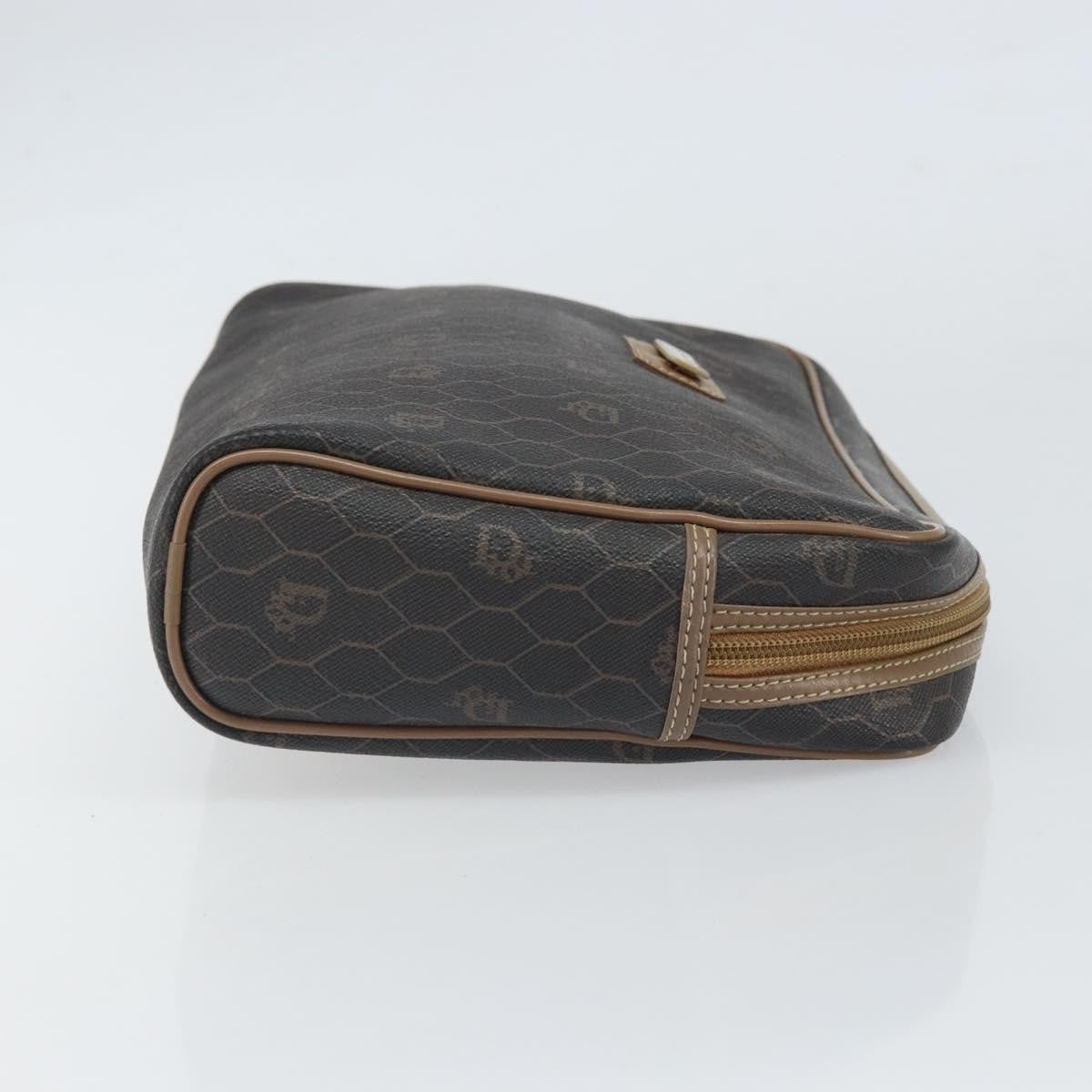 Christian Dior Vintage Honeycomb Zip Canvas and Leather, Black, Canvas, Clutch
