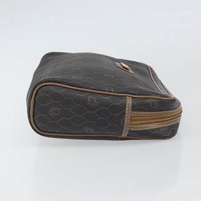 Christian Dior Vintage Honeycomb Zip Canvas and Leather, Black, Canvas, Clutch