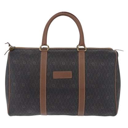 Christian Dior Vintage Honeycomb Boston Canvas and Leather, Black, Canvas, Travel Bag