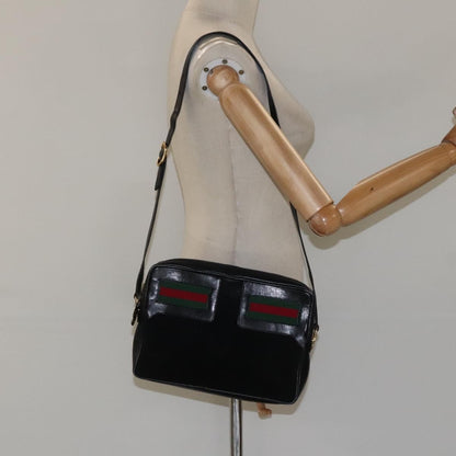 Gucci Sherry line shoulder Suede, Black, Suede, Handbag