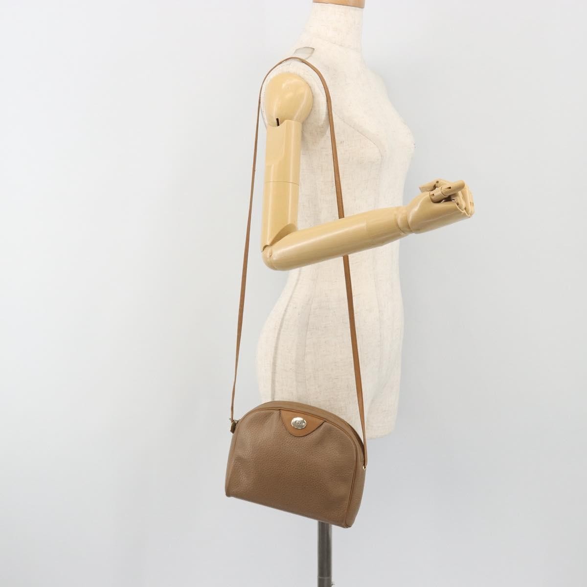 Christian Dior Vintage CD Logo Leather, Beige, Leather, Shoulder Bag