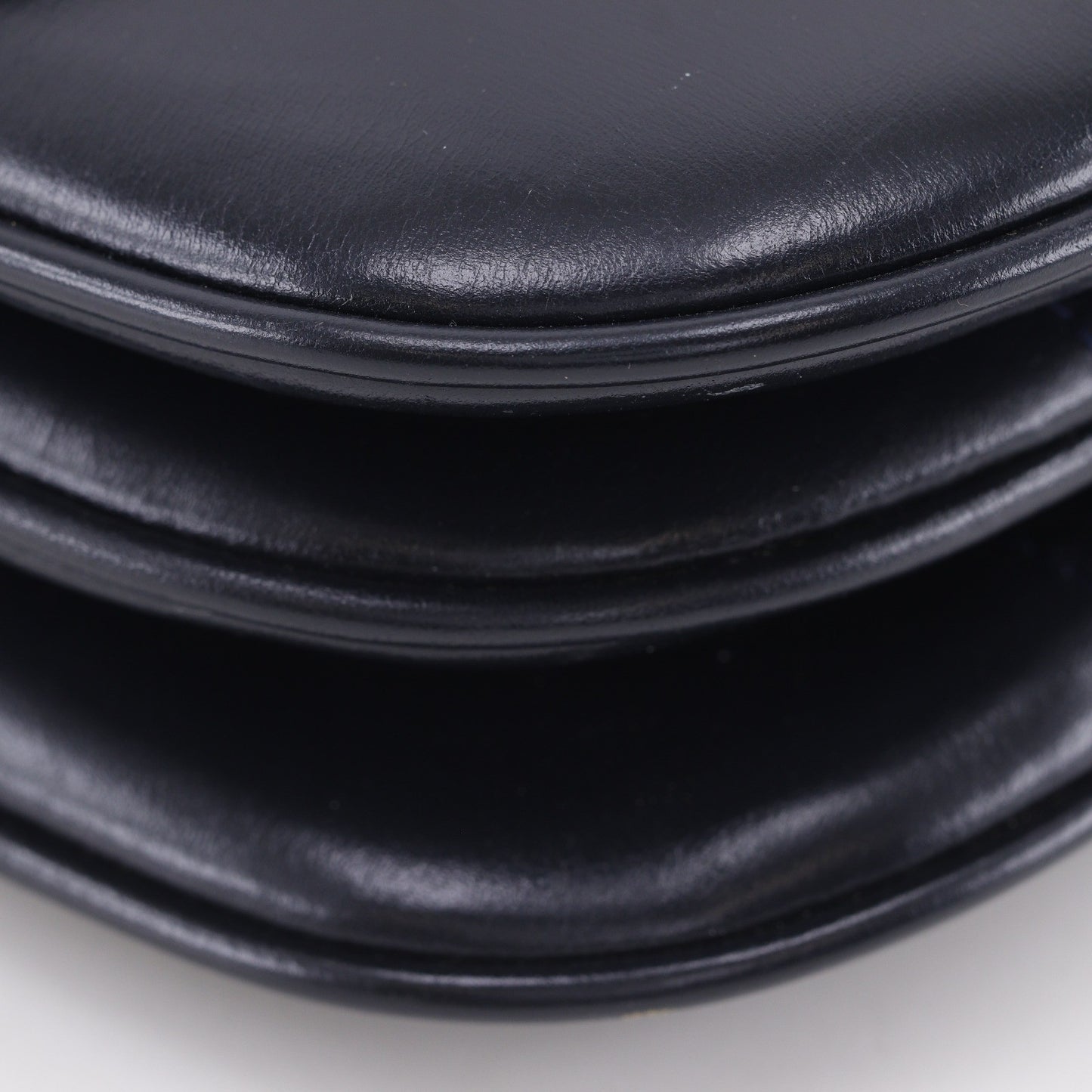 Celine Vintage Triomphe Flap Leather, Black, Calfskin, Shoulder Bag