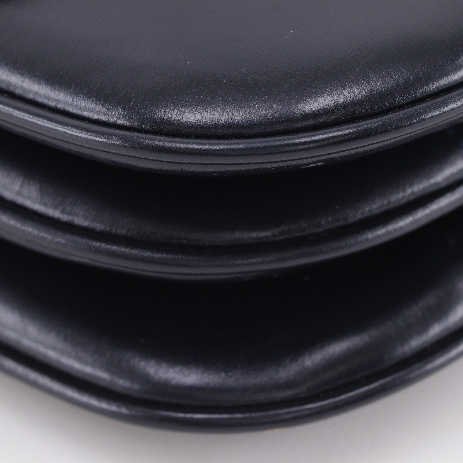 Celine Vintage Triomphe Flap Leather, Black, Calfskin, Shoulder Bag