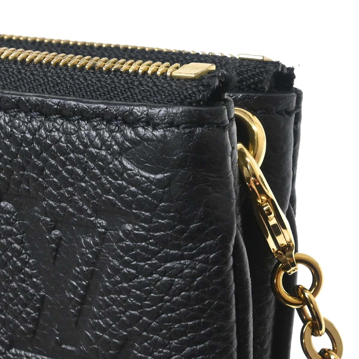 Louis Vuitton Double Zip Pochette Monogram Empreinte Leather, Black, Leather, Clutch