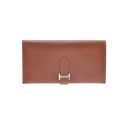 Hermes Bearn Wallet Box Calf, BROWN, LEATHER, Wallets