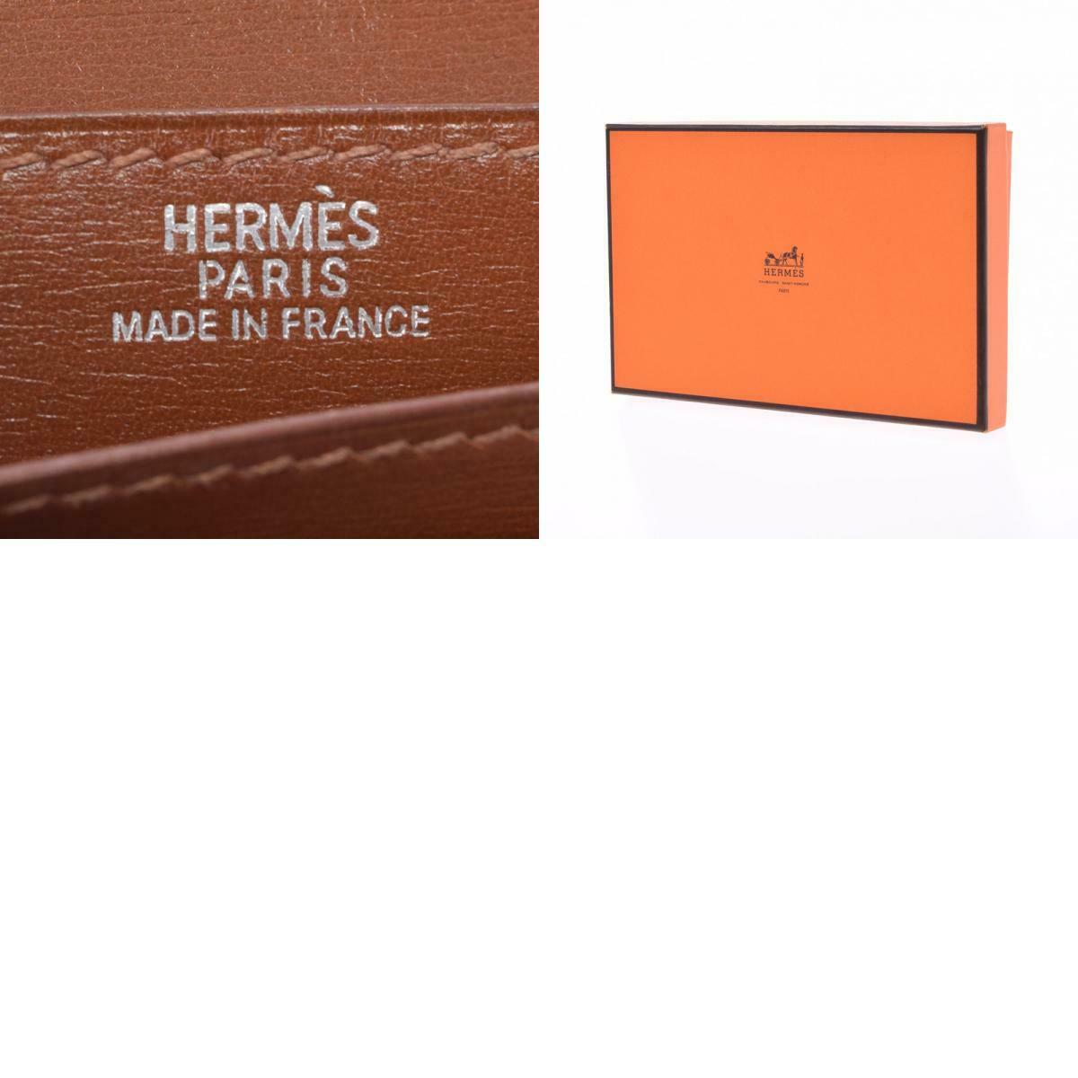 Hermes Bearn Wallet Box Calf, BROWN, LEATHER, Wallets