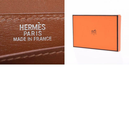 Hermes Bearn Wallet Box Calf, BROWN, LEATHER, Wallets