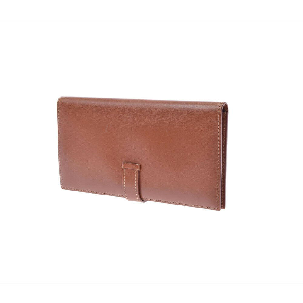 Hermes Bearn Wallet Box Calf, BROWN, LEATHER, Wallets