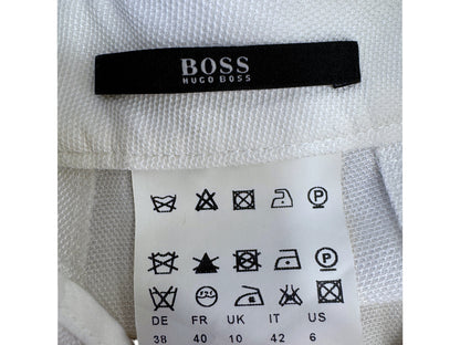 Brandsamsara BOSS suit white viscose blend fabric label with care instructions and size details
