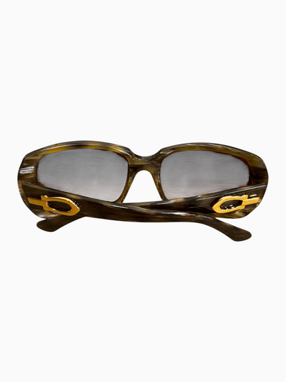 Brandsamsara Cartier sunglasses featuring tortoiseshell acetate frames with gold hardware and medium tint lenses.