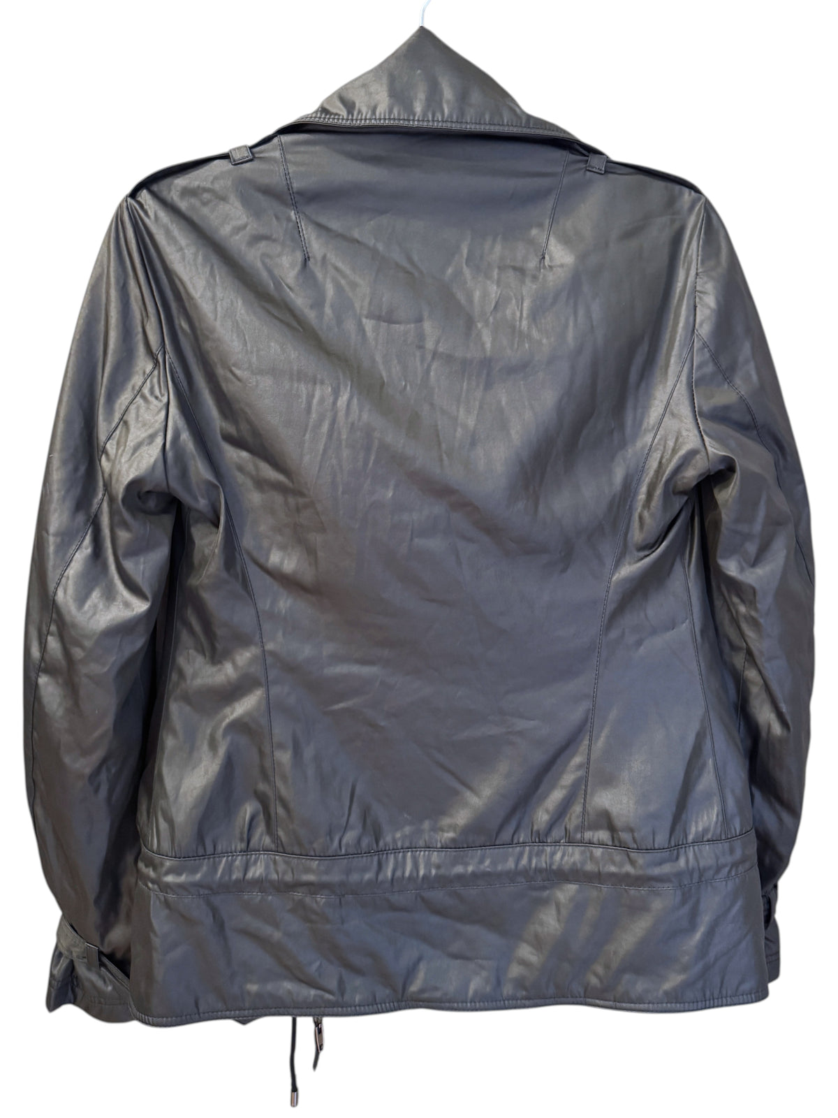 Brandsamsara CNC Costume National black long sleeve coat, back view, made in Italy.