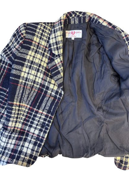 Brandsamsara Emanuel Ungaro long sleeve jacket in a multicolor plaid wool-blend fabric with a dark lining