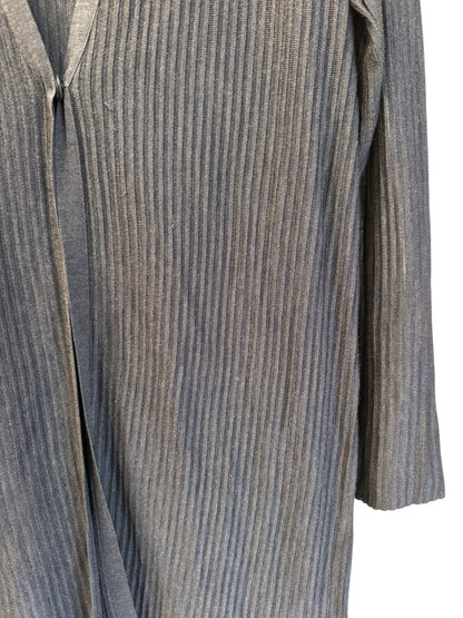 Brandsamsara Akris blue silk long sleeve cardigan with a fine ribbed texture