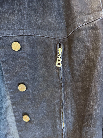 Brandsamsara Bogner blue cotton blend denim jacket featuring branded metal buttons and a B-logo zipper pull