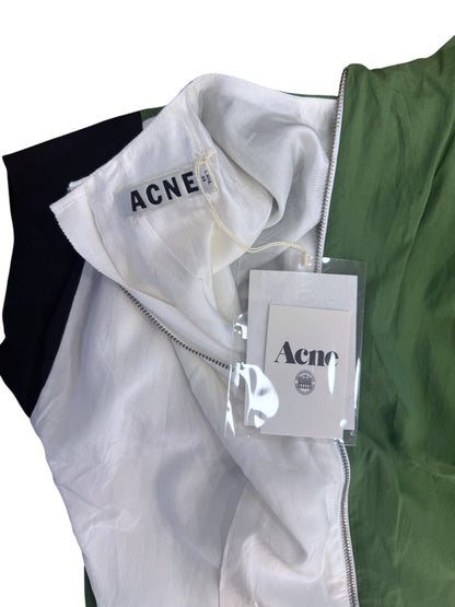 Brandsamsara Acne Studios multicolor silk blend dress with white lining and brand tag detail