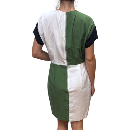 Brandsamsara Acne Studios multicolor silk blend short sleeve dress with back zipper detail, back view