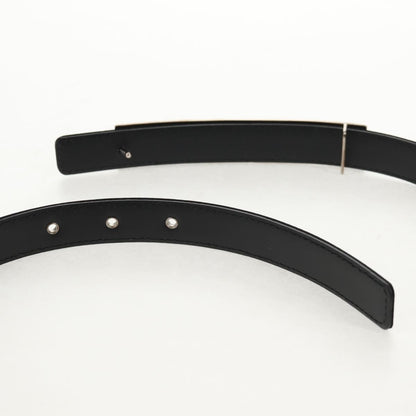 Chanel Logo Belt Leather with Metal and Crystals, Black, Leather, Belt