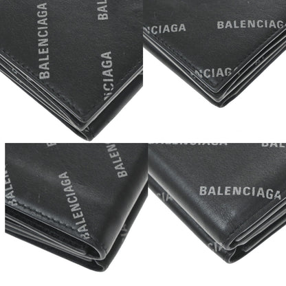 Balenciaga Logo Trifold Wallet Leather, Black, Leather, Clutch