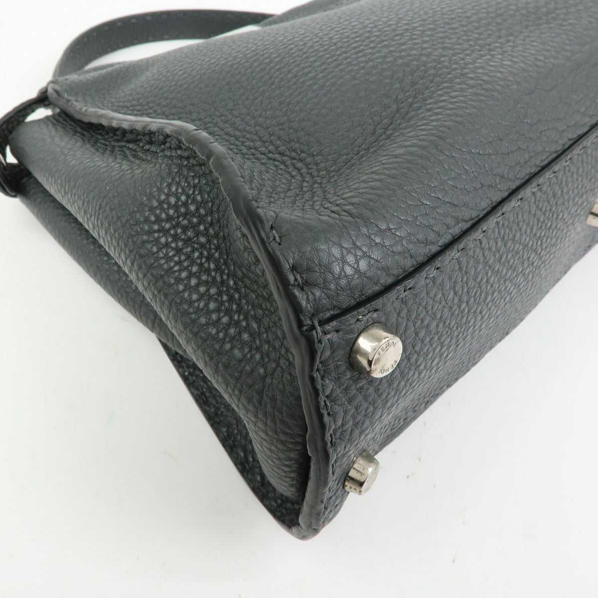 Fendi Selleria Peekaboo Leather, Gray, Leather, Handbag