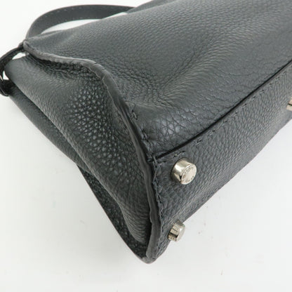 Fendi Selleria Peekaboo Leather, Gray, Leather, Handbag